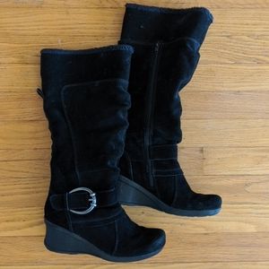 Black Suede wedge boots